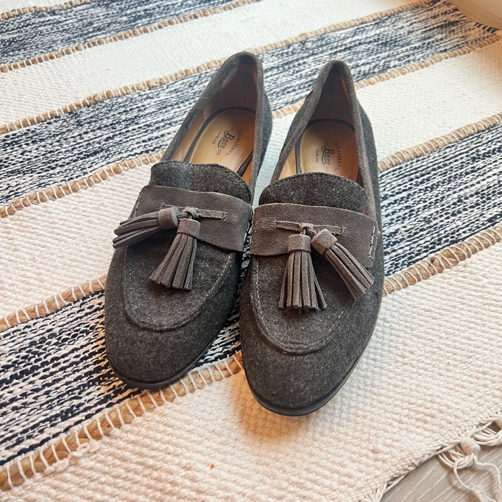 G.H. Bass & Co. Gray Wool Tassel Loafers